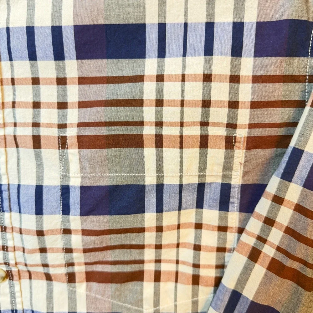 Banana Republic Button Down Shirts Men M Blue Stripe Plaid Oxford Slim Fit Lot 2